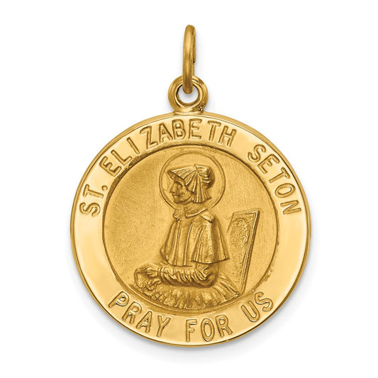 14k Yellow Gold Saint Elizabeth Seton Medal Engravable Charm Pendant Jewelry Gifts (Length 1.03" Width 0.76")