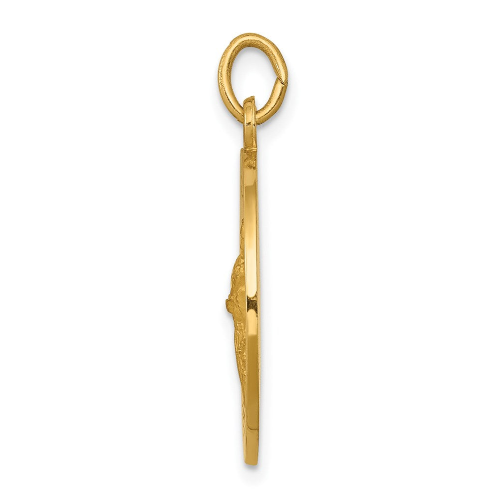 14k Yellow Gold Saint Gerard Medal Engravable Charm Pendant Jewelry Gifts (Length 0.96" Width 0.74")