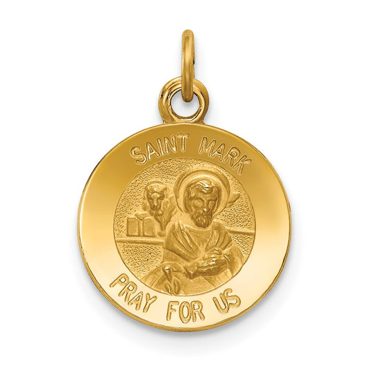 14k Yellow Gold Saint Mark Medal Engravable Charm Pendant Jewelry Gifts (Length 0.69" Width 0.49")
