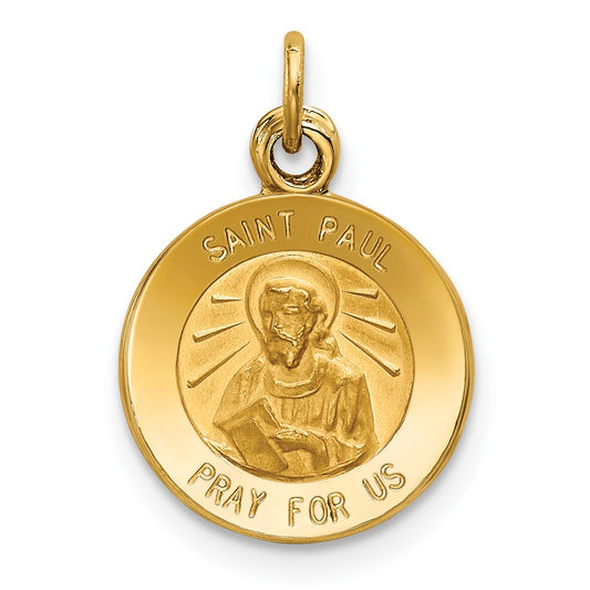 14k Yellow Gold Saint Paul Medal Engravable Charm Pendant Jewelry Gifts (Length 0.74" Width 0.47")