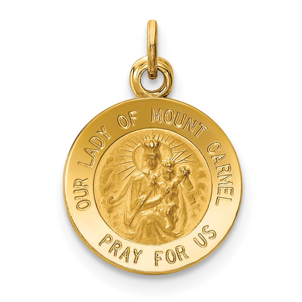 14k Yellow Gold Our Lady of Mt. Carmel Medal Engravable Charm Pendant Jewelry Gifts (Length 0.65" Width 0.47")