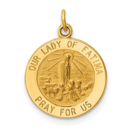 14k Yellow Gold Our Lady of Fatima Medal Engravable Charm Pendant Jewelry Gifts (Length 0.76" Width 0.57")