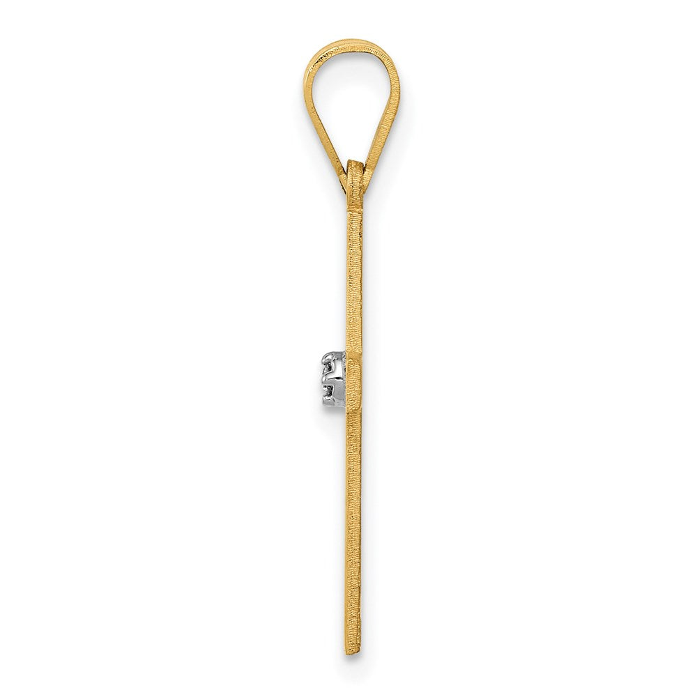 14k Yellow Gold Polished .01ct. Diamond Crucifix CrossEngravable Charm Pendant Jewelry Gifts (Length 0.98" Width 0.45")