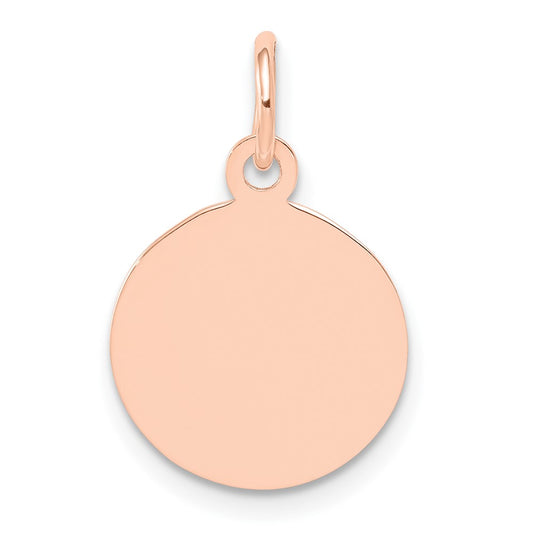 14K Rose Gold Plain .011 Gauge Circular Disc Engravable Charm Pendant Jewelry Gifts (Length 0.74" Width 0.47")