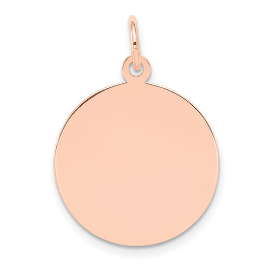 14K Rose Gold Plain .011 Gauge Circular Disc Engravable Charm Pendant Jewelry Gifts (Length 0.98" Width 0.7")