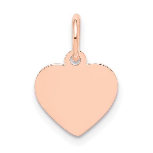 14K Rose Gold Plain .011 Gauge Heart Disc Engravable Charm Pendant Jewelry Gifts (Length 0.55" Width 0.35")