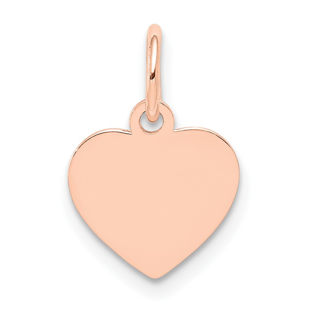 14K Rose Gold Plain .011 Gauge Heart Disc Engravable Charm Pendant Jewelry Gifts (Length 0.62" Width 0.39")