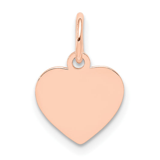 14K Rose Gold Plain .011 Gauge Heart Disc Engravable Charm Pendant Jewelry Gifts (Length 0.62" Width 0.39")