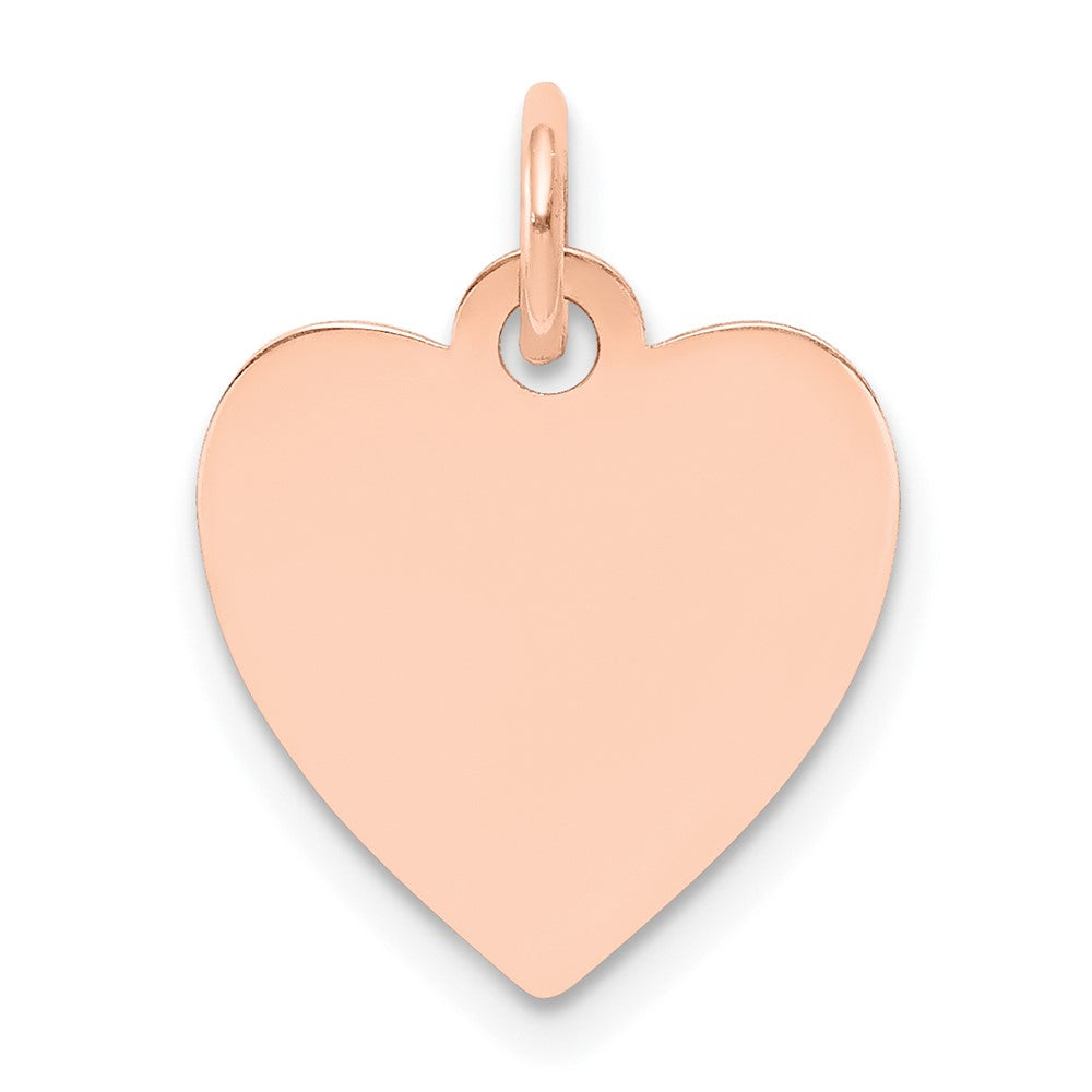 14K Rose Gold Plain .013 Gauge Heart Disc Engravable Charm Pendant Jewelry Gifts (Length 0.7" Width 0.55")