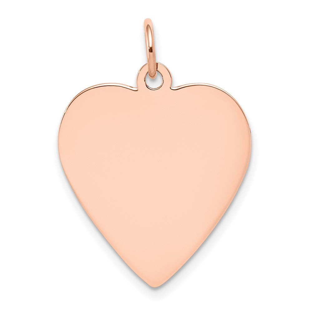 14K Rose Gold Plain .013 Gauge Heart Disc Engravable Charm Pendant Jewelry Gifts (Length 1.05" Width 0.82")