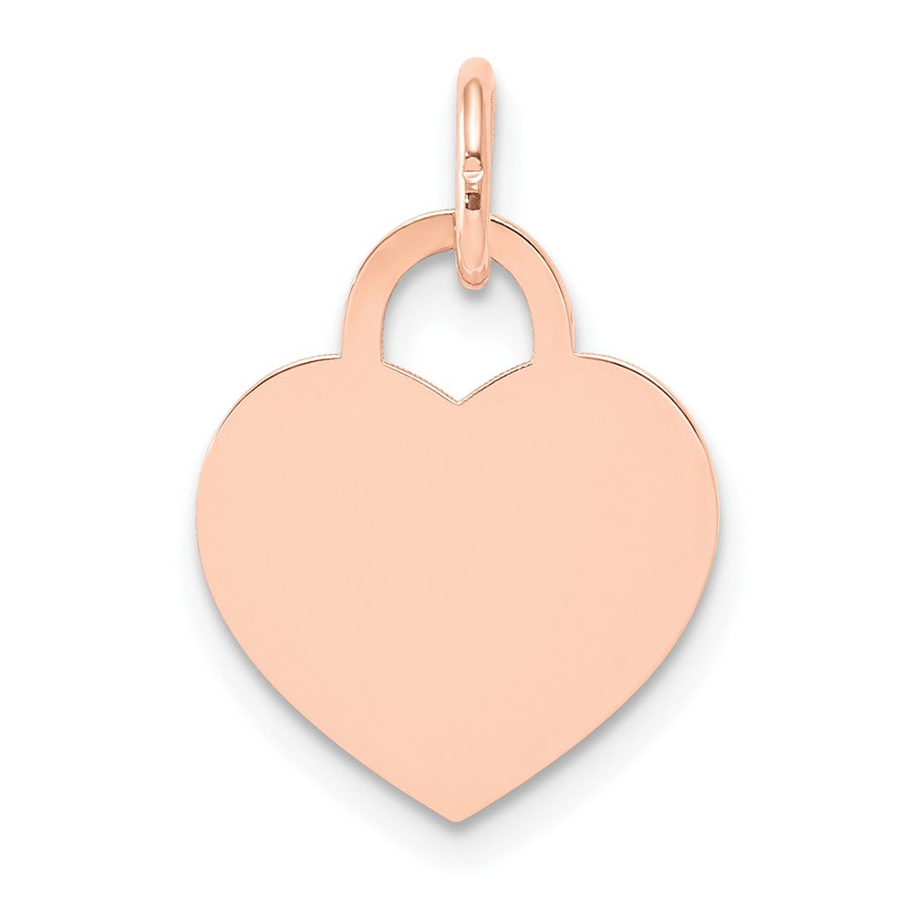 14K Rose Gold Medium Heart Engravable Charm Pendant Jewelry Gifts (Length 0.86" Width 0.59")