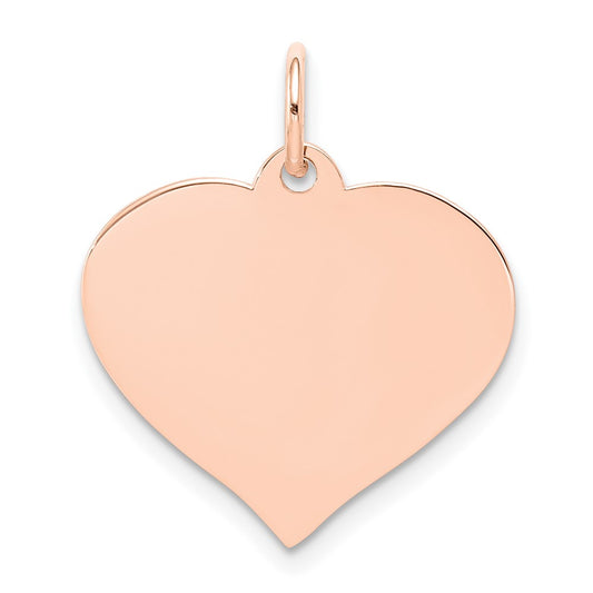 14K Rose Gold Heart Disc Engravable Charm Pendant Jewelry Gifts (Length 0.86" Width 0.7")