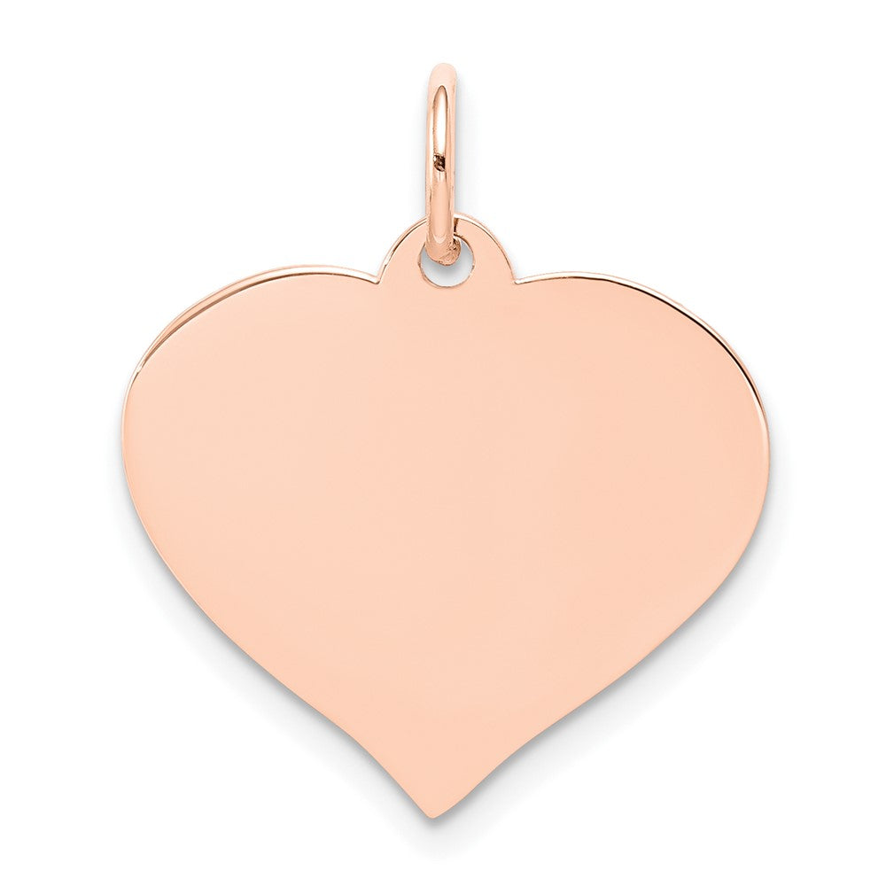 14K Rose Gold Heart Disc Engravable Charm Pendant Jewelry Gifts (Length 0.86" Width 0.7")