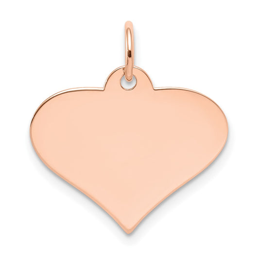 14K Rose Gold Plain .013 Gauge Heart Disc Engravable Charm Pendant Jewelry Gifts (Length 0.82" Width 0.74")