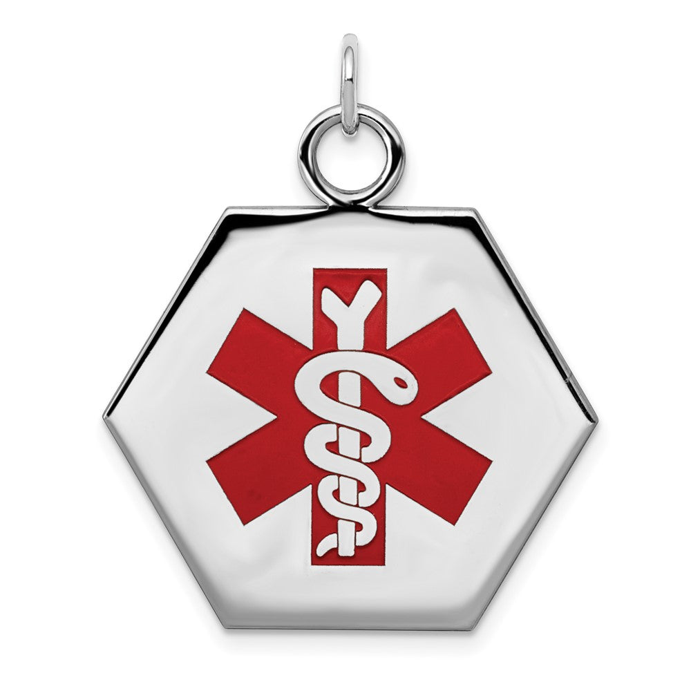 925 Sterling Silver Medical Jewelry Engravable Charm Pendant Jewelry Gifts (Length 1.1" Width 1.03")