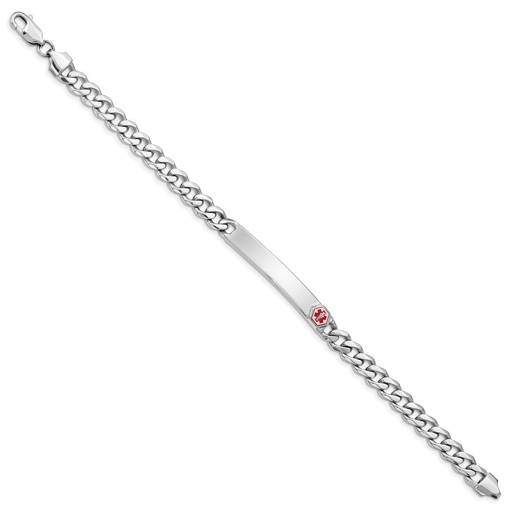 Polished Engravable 925 Sterling Silver Medical ID Curb Link Bracelet Length 8 inches Width 6 mm With Lobster Claw Clasp