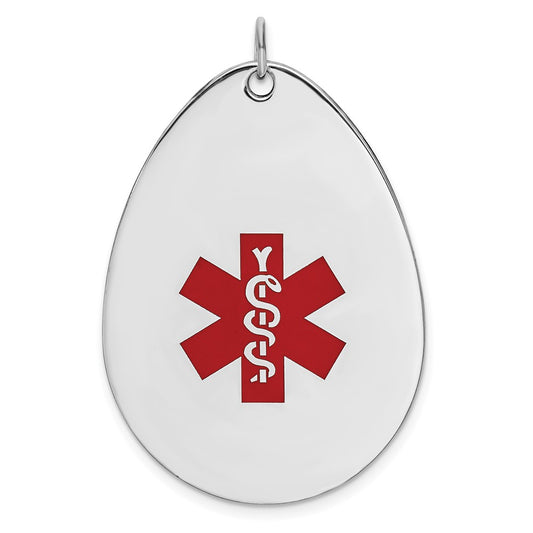 925 Sterling Silver Medical Jewelry Engravable Charm Pendant Jewelry Gifts (Length 1.56" Width 1.14")