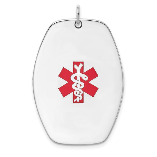 925 Sterling Silver Medical Jewelry Engravable Charm Pendant Jewelry Gifts (Length 1.5" Width 1.05")
