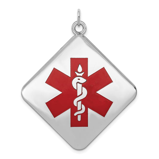 925 Sterling Silver Medical Jewelry Engravable Charm Pendant Jewelry Gifts (Length 1.56" Width 1.37")