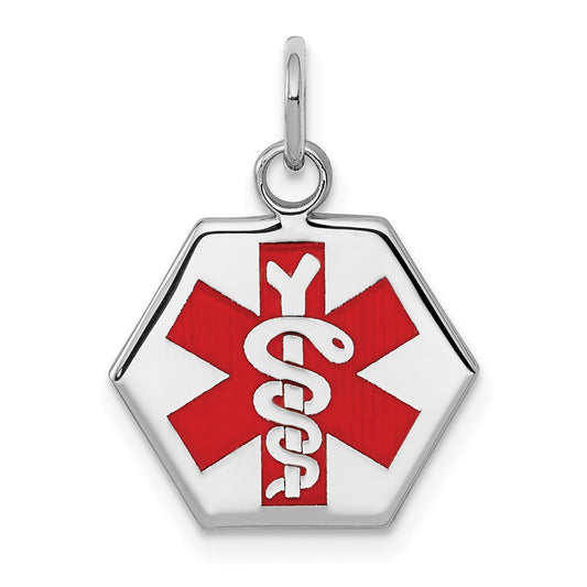 925 Sterling Silver Medical Jewelry Engravable Charm Pendant Jewelry Gifts (Length 0.62" Width 0.59")