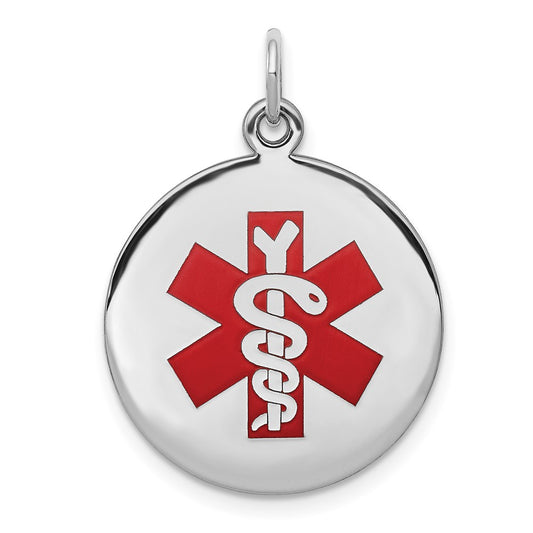 925 Sterling Silver Medical Jewelry Engravable Charm Pendant Jewelry Gifts (Length 0.86" Width 0.74")
