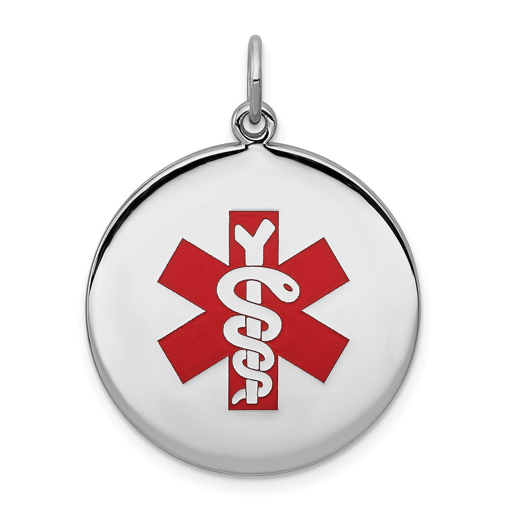 925 Sterling Silver Medical Jewelry Engravable Charm Pendant Jewelry Gifts (Length 0.98" Width 0.86")