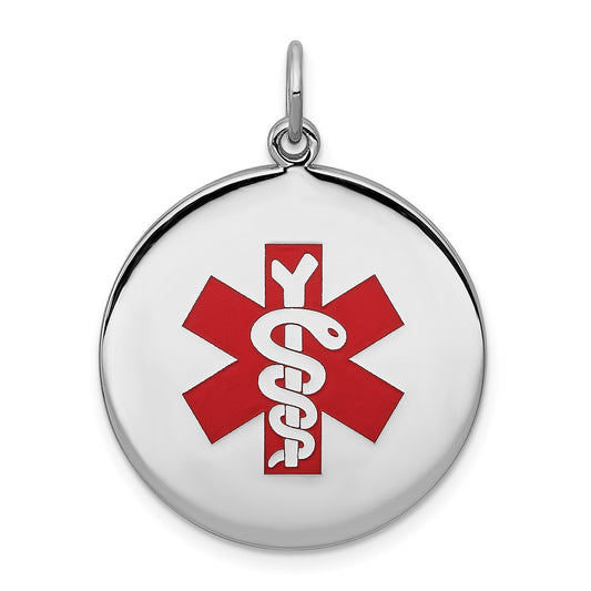 925 Sterling Silver Medical Jewelry Engravable Charm Pendant Jewelry Gifts (Length 0.98" Width 0.86")