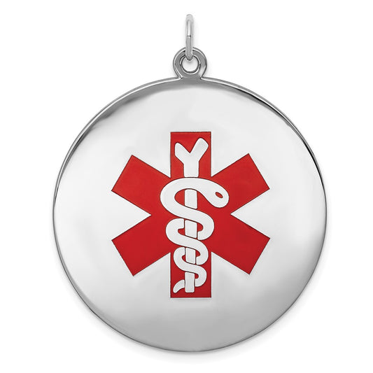 925 Sterling Silver Medical Jewelry Engravable Charm Pendant Jewelry Gifts (Length 1.35" Width 1.24")
