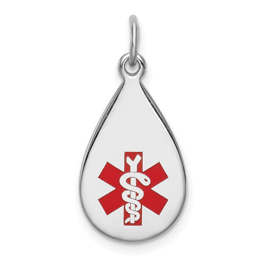 925 Sterling Silver Medical Jewelry Engravable Charm Pendant Jewelry Gifts (Length 0.78" Width 0.45")