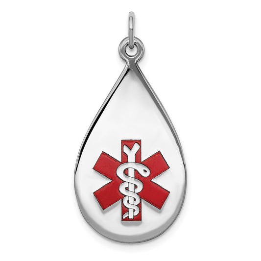925 Sterling Silver Medical Jewelry Engravable Charm Pendant Jewelry Gifts (Length 1.1" Width 0.63")