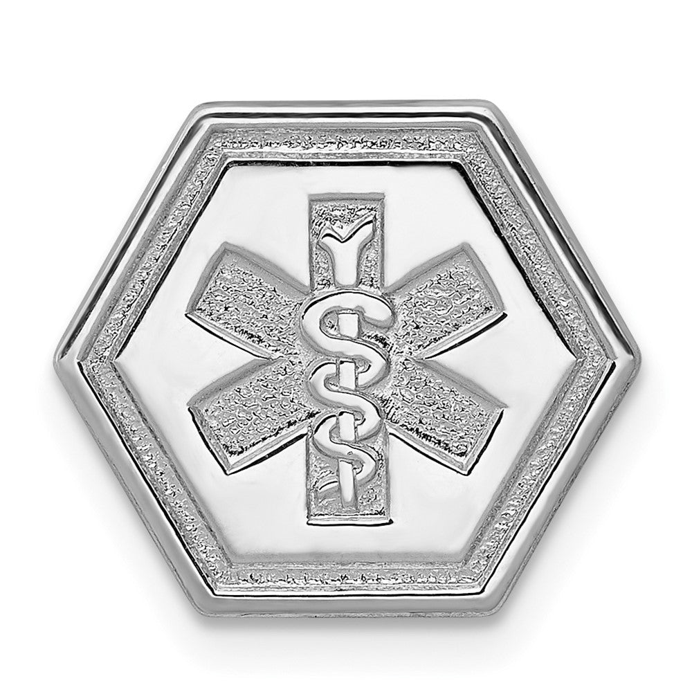 925 Sterling Silver Non enameled Attachable Emblem MedicalEngravable Charm Pendant Jewelry Gifts (Length 0.55" Width 0.59")