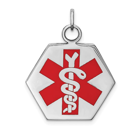 925 Sterling Silver Medical Jewelry Engravable Charm Pendant Jewelry Gifts (Length 0.93" Width 0.88")