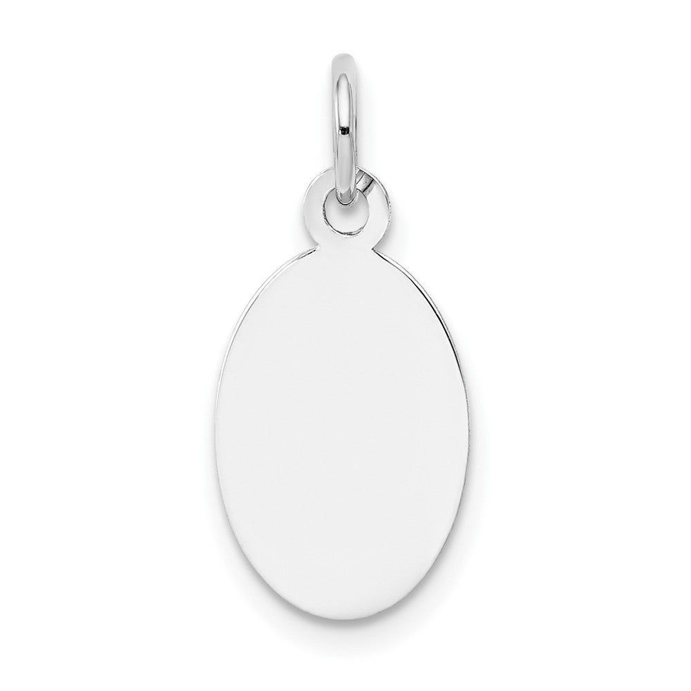 14k White Gold Plain .018 Gauge Oval Disc Engravable Charm Pendant Jewelry Gifts (Length 0.78" Width 0.35")