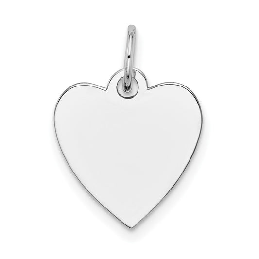 14k White Gold Plain .011 Gauge Heart Engravable Charm Pendant Jewelry Gifts (Length 0.7" Width 0.55")