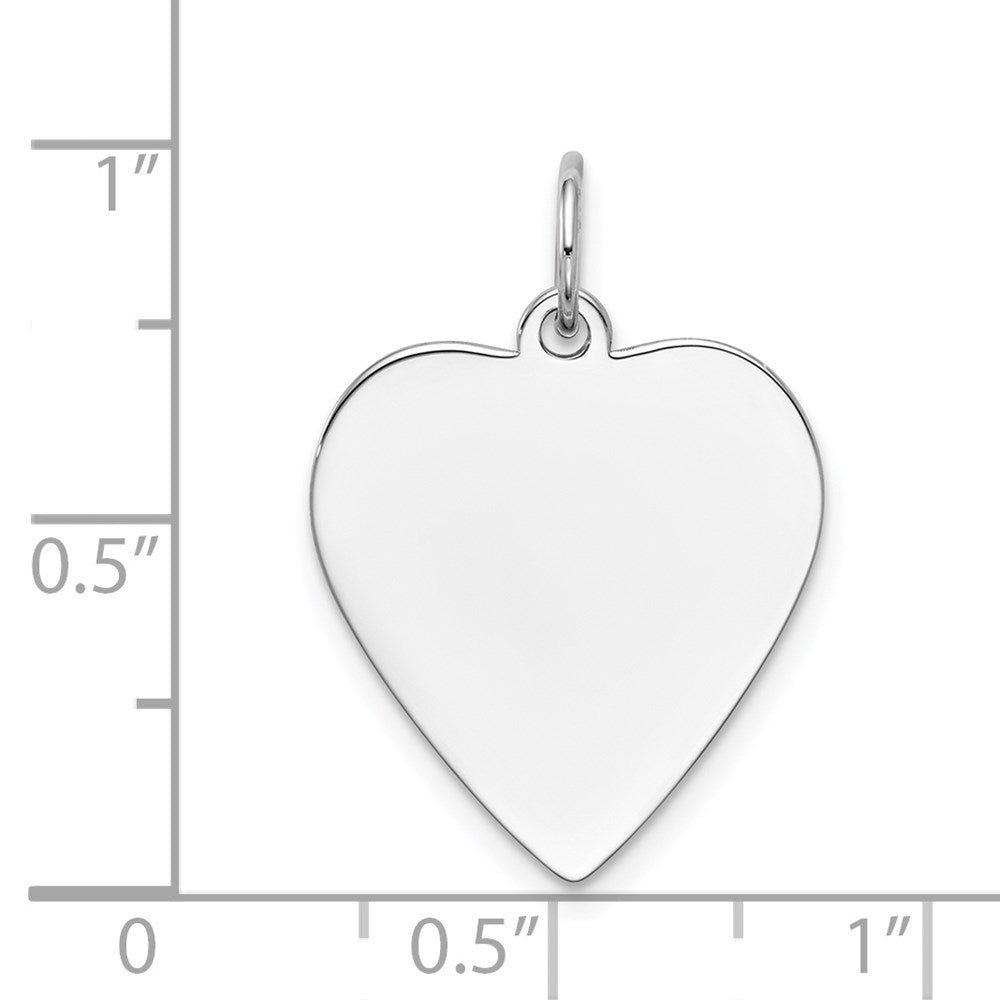 14k White Gold Plain .018 Gauge Heart Engravable Charm Pendant Jewelry Gifts (Length 0.94" Width 0.7")