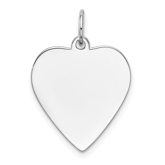 14k White Gold Plain .011 Gauge Heart Engravable Charm Pendant Jewelry Gifts (Length 0.94" Width 0.7")