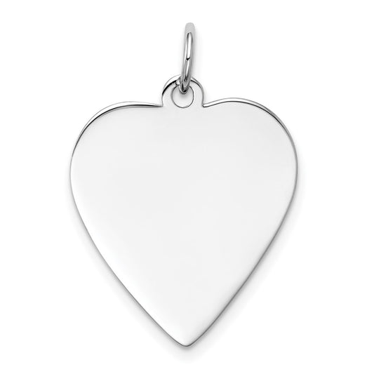 14k White Gold Plain .011 Gauge Heart Engravable Charm Pendant Jewelry Gifts (Length 1.05" Width 0.82")