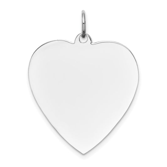 14k White Gold Plain .018 Gauge Heart Engravable Charm Pendant Jewelry Gifts (Length 1.17" Width 0.94")