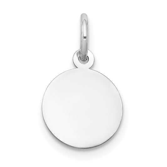14k White Gold Plain .018 Gauge Round Disc Engravable Charm Pendant Jewelry Gifts (Length 0.62" Width 0.39")