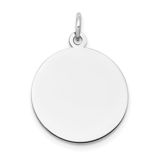 14k White Gold Plain .011 Gauge Round Disc Engravable Charm Pendant Jewelry Gifts (Length 0.98" Width 0.7")