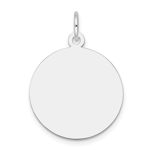 14k White Gold Plain .011 Gauge Round Disc Engravable Charm Pendant Jewelry Gifts (Length 1.05" Width 0.78")