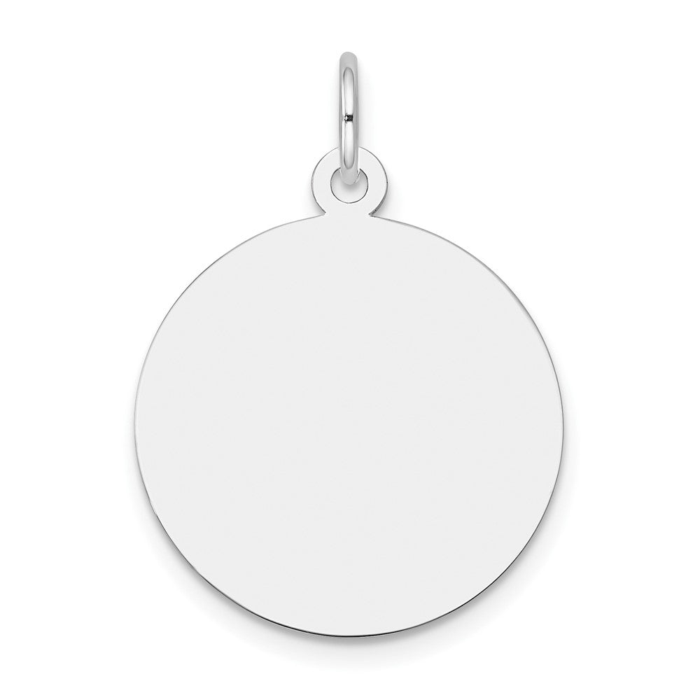 14k White Gold Plain .035 Gauge Round Disc Engravable Charm Pendant Jewelry Gifts (Length 1.05" Width 0.78")