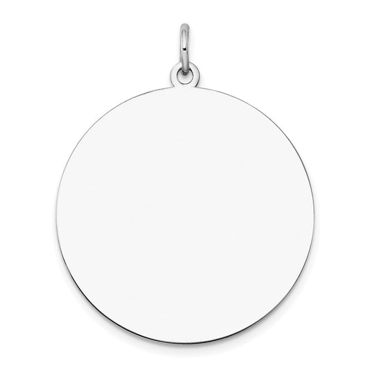 14k White Gold Plain .018 Gauge Round Disc Engravable Charm Pendant Jewelry Gifts (Length 1.13" Width 0.98")