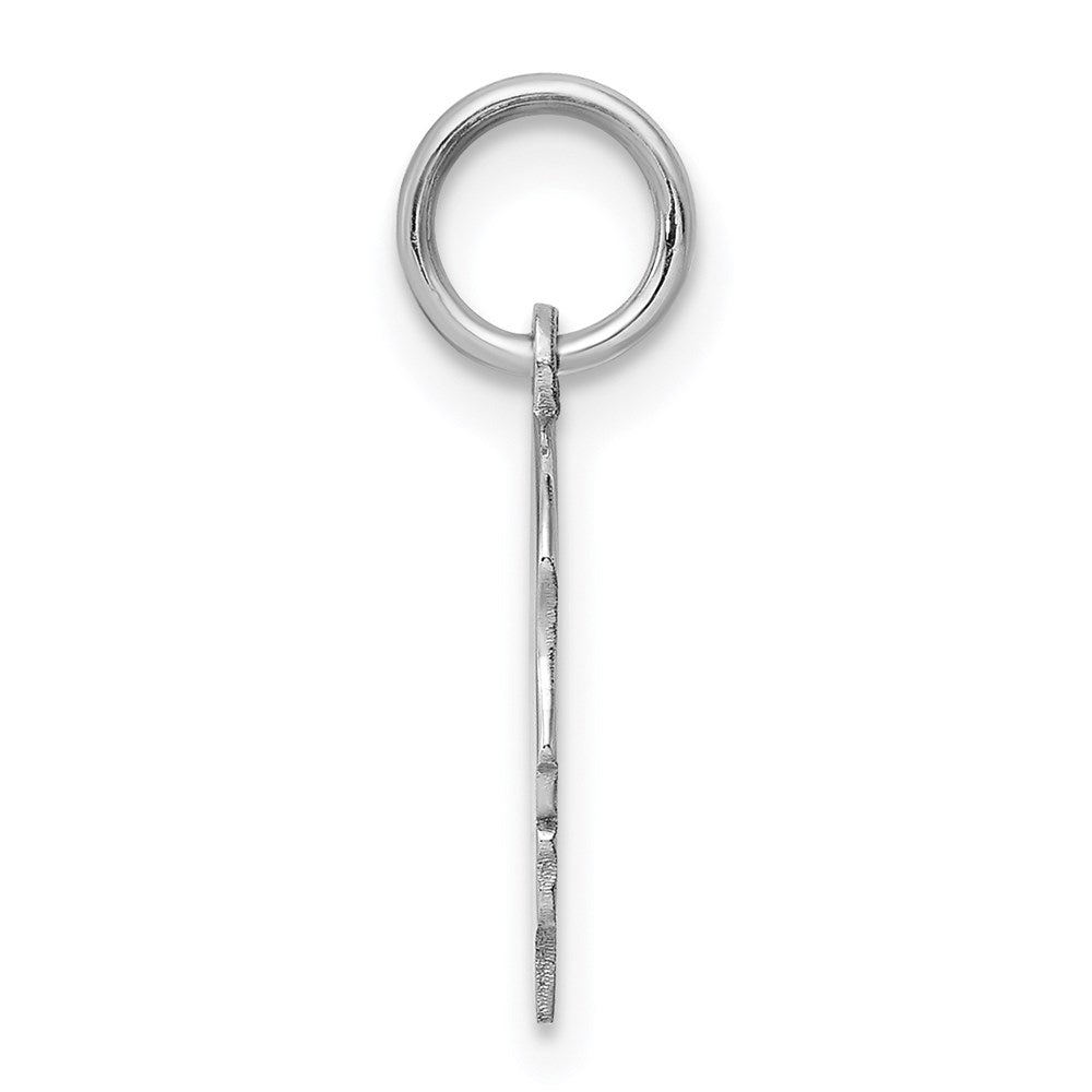 14k White Gold Plain Small.013 Depth Facing Right GirlEngravable Charm Pendant Jewelry Gifts (Length 0.7" Width 0.39")