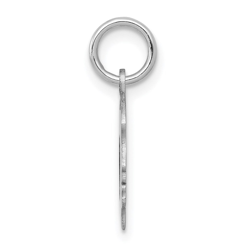 14k White Gold Plain Small.027 Depth Facing Left GirlEngravable Charm Pendant Jewelry Gifts (Length 0.7" Width 0.39")
