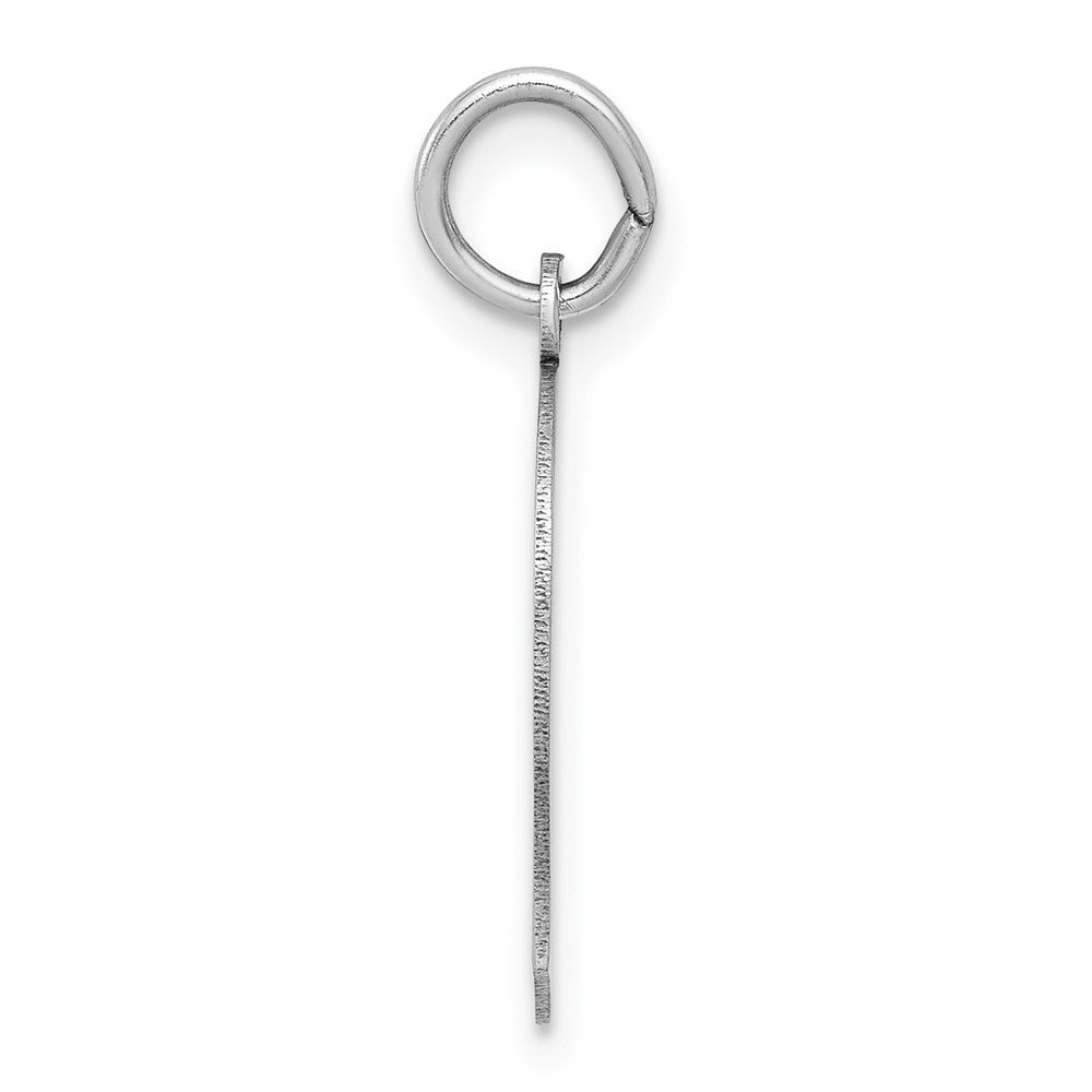 14k White Gold Plain Medium.011 Depth Facing Left BoyEngravable Charm Pendant Jewelry Gifts (Length 0.86" Width 0.51")