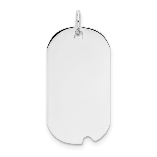14k White Gold Plain .011 Gauge Dog Tag with Notch Disc Engravable Charm Pendant Jewelry Gifts (Length 1.09" Width 0.51")