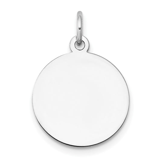 14k White Gold Plain .009 Gauge Circular Disc Engravable Charm Pendant Jewelry Gifts (Length 0.82" Width 0.59")