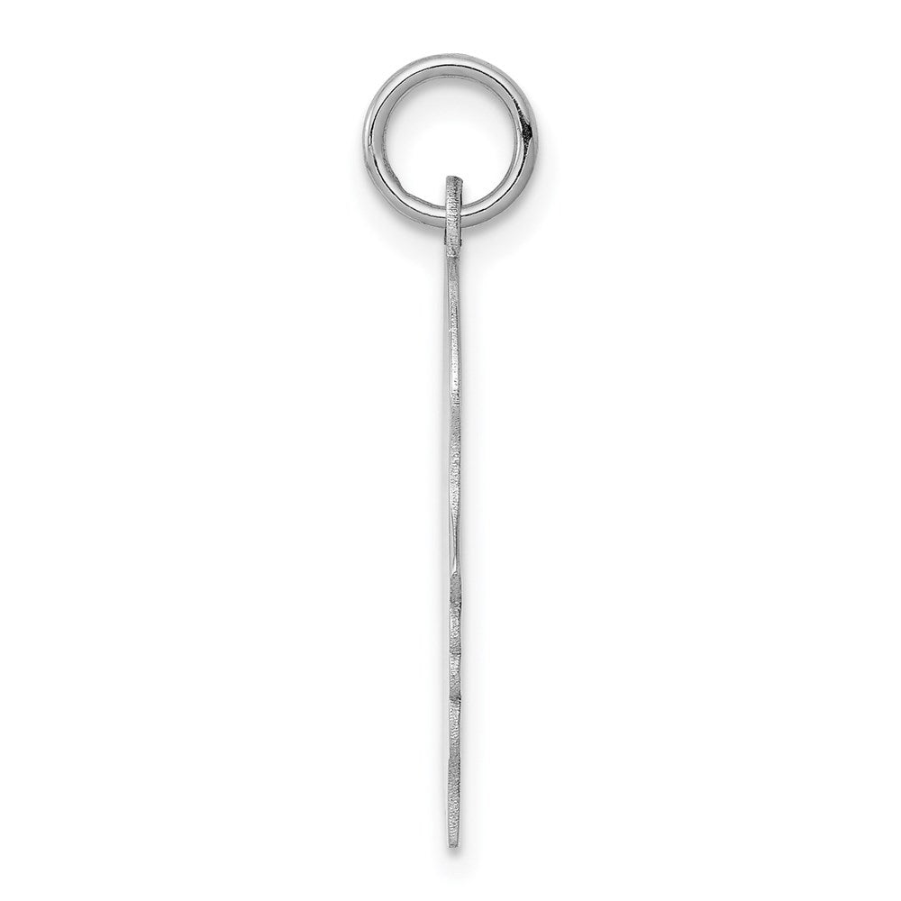 14k White Gold Plain Medium.035 Depth Facing Right GirlEngravable Charm Pendant Jewelry Gifts (Length 1.05" Width 0.66")