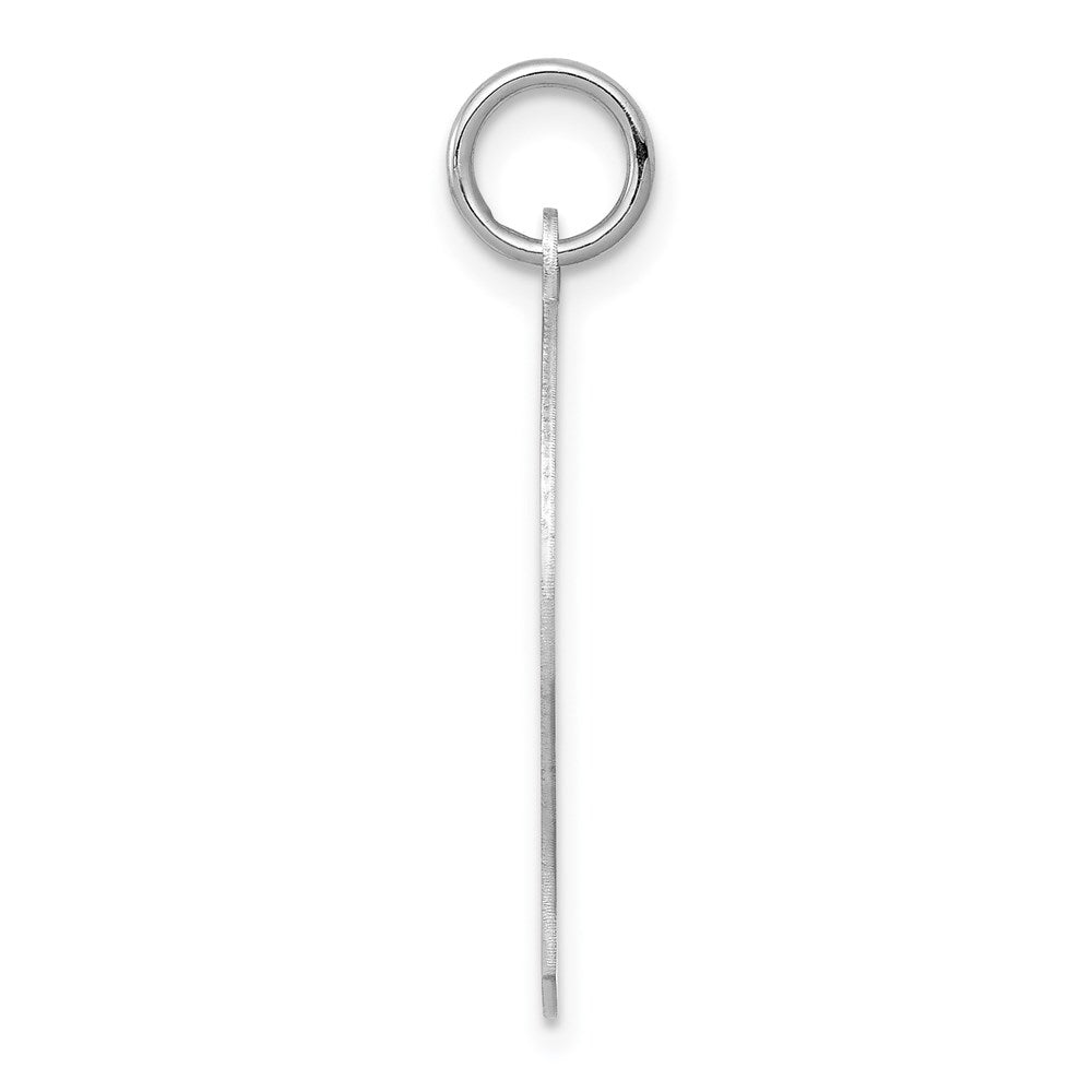 14k White Gold Plain Medium.011 Depth Facing Left BoyEngravable Charm Pendant Jewelry Gifts (Length 1.05" Width 0.66")
